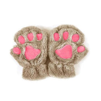 Winter Lovely Half Cover Paw Bear Cat Claw Gloves Short Finger