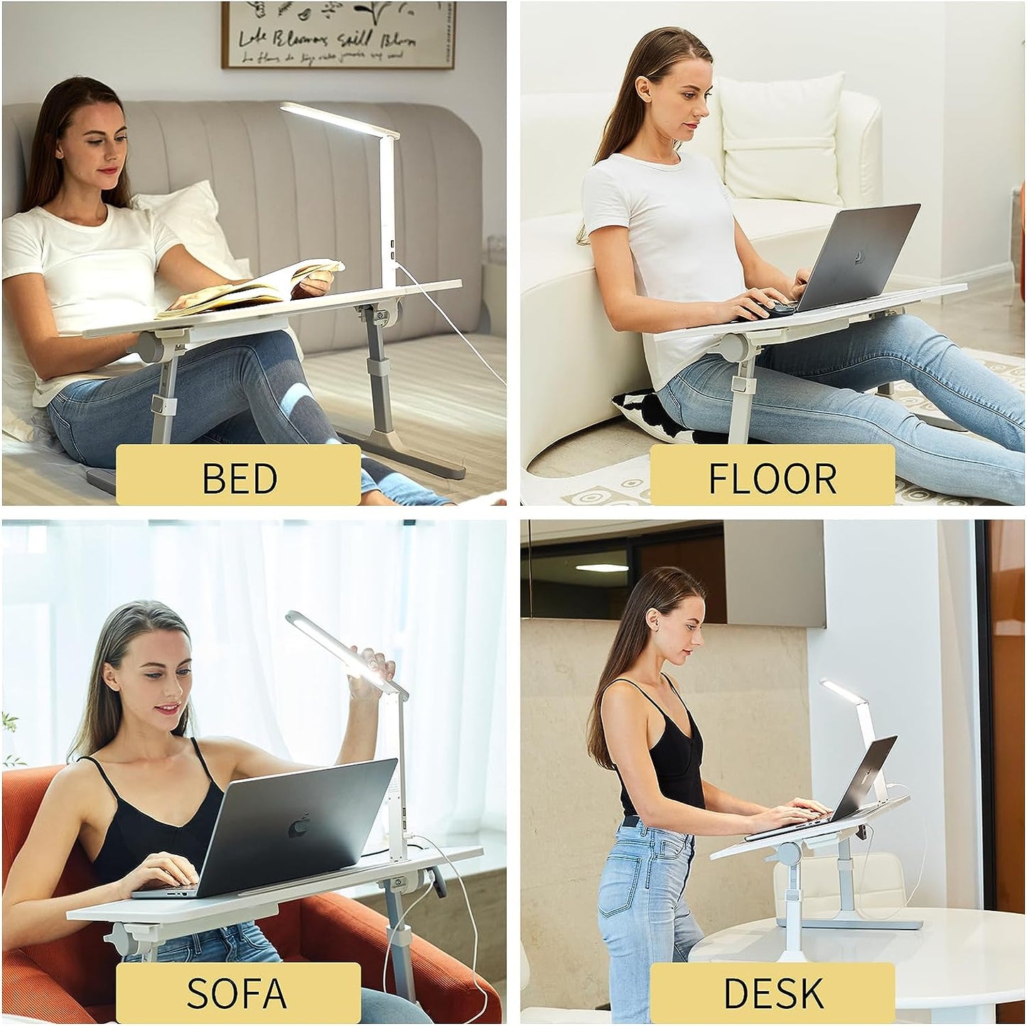 Lap Desk For Laptop, Portable Bed Table Desk, Laptop Desk With LED Light And Drawer, Adjustable Laptop Stand For Bed, Sofa, Study, Reading