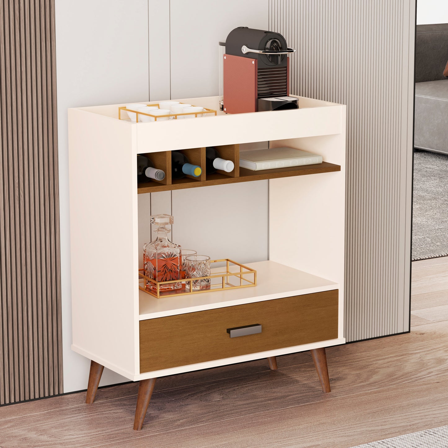 Boahaus Ashbourne Bar Cabinet with Wine Rack & Storage | Modern Design