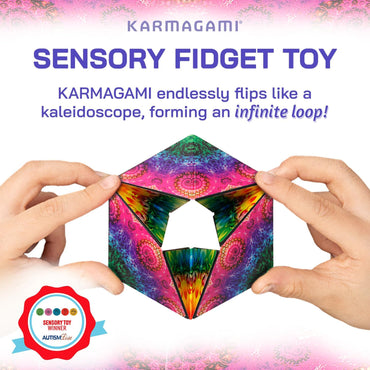 Shashibo Karmagami “Boho” Sensory Toy for Kids - Kaleidocycle Fidget Toy for Adults to Stay Calm & Focused - Tear-Resistant Desk Manipulative Gadget (Ages 4+)