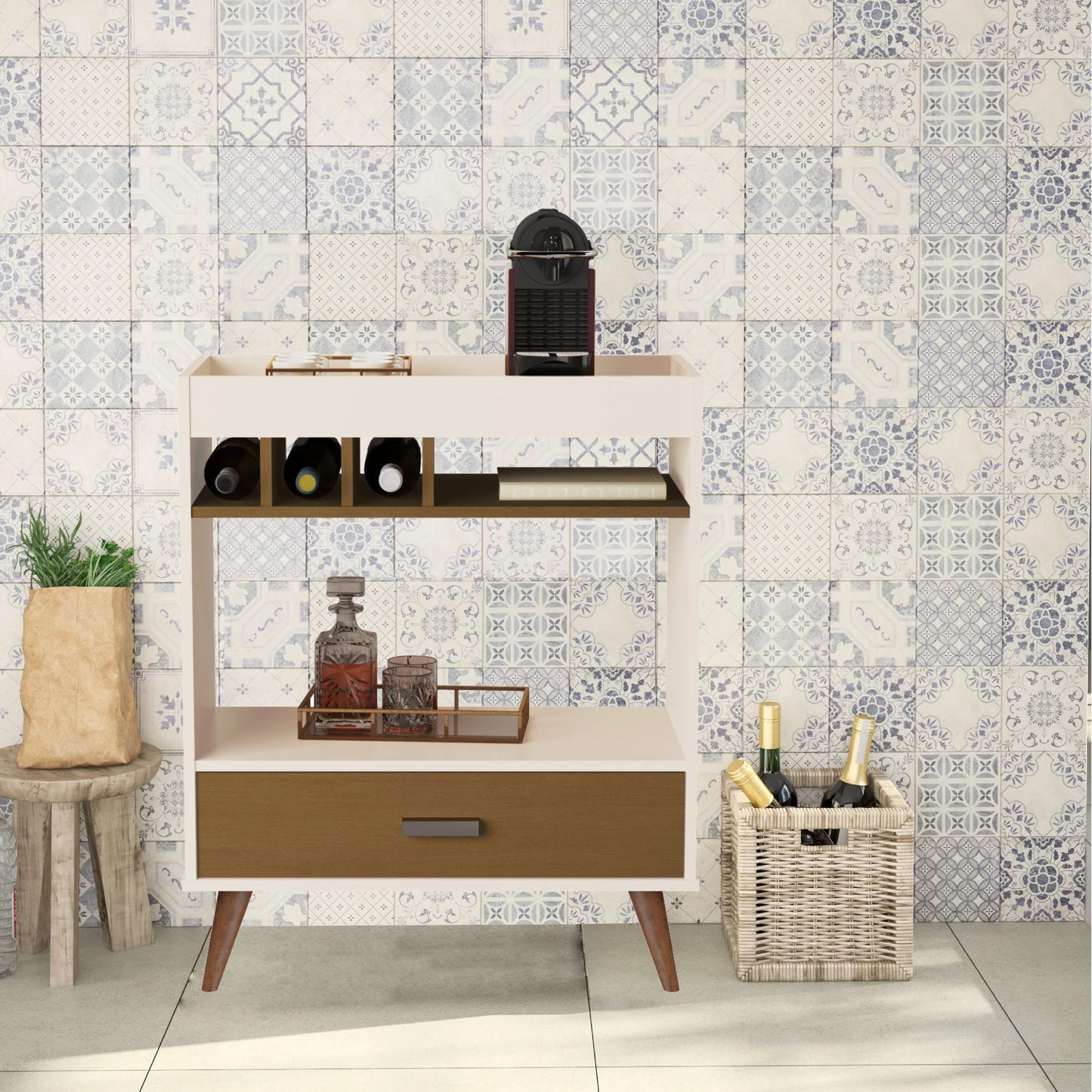 Boahaus Ashbourne Bar Cabinet with Wine Rack & Storage | Modern Design