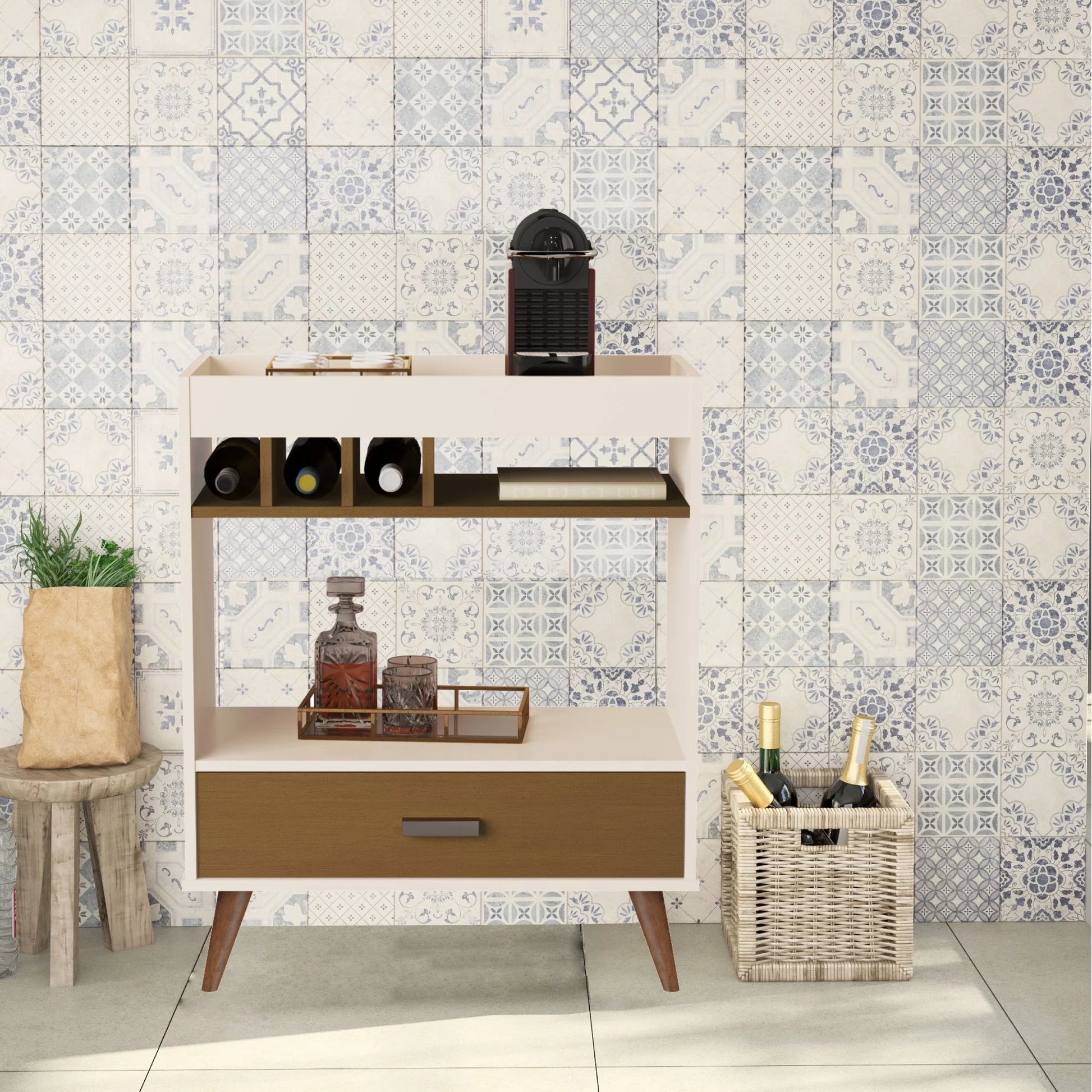 Boahaus Ashbourne Bar Cabinet with Wine Rack & Storage | Modern Design