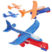 2 Pack Airplane Toys With Launcher, 2 Flight Modes LED Foam Glider Catapult Plane Toy, Outdoor Flying Toy For Kids, Airplane Birthday Party Gifts For 3 4 5 6 7 8 9 Years Old Boys Girls