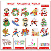 Christmas Diamond Painting Keychain 5D DIY Hanging Diamond Art Kits Diamond Ornaments for Kids Christmas Crafts Family Decor