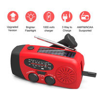 Solar hand crank USB charging radio flashlight