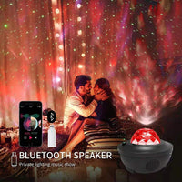 USB LED Star Night Light Music Starry Water Wave LED Projector Light Bluetooth Projector Sound-Activated Projector Light Decor