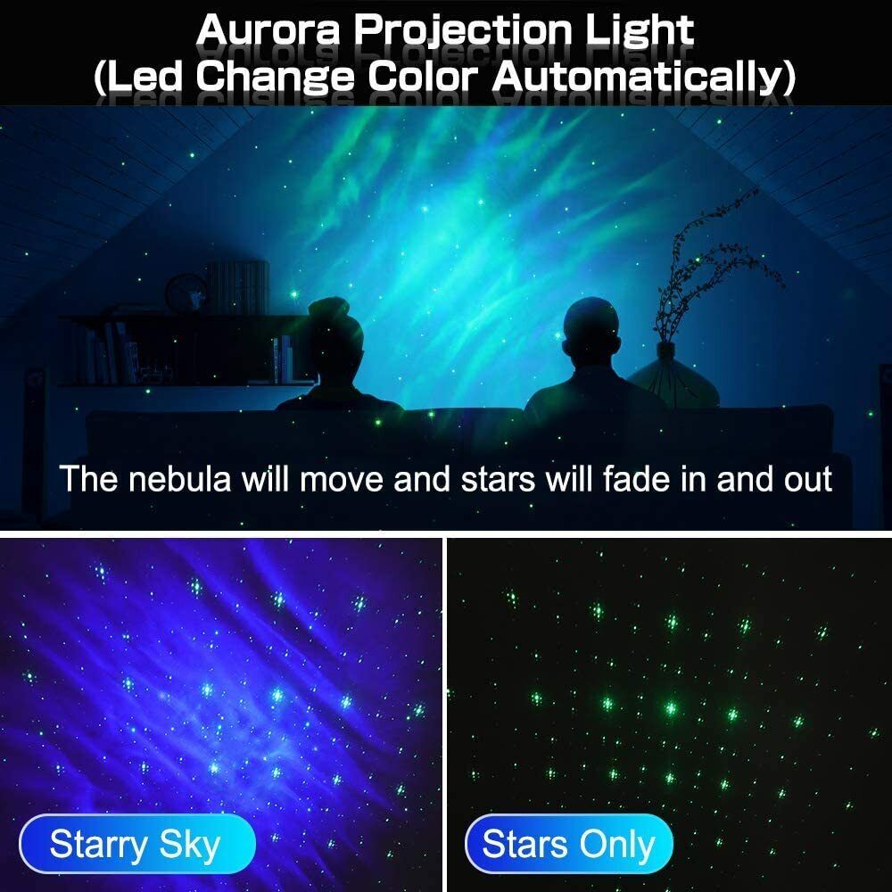 LED Aurora Galaxy Starry Sky Night Lights Star Projector Lamp Bluetooth Speaker