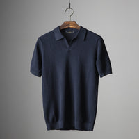 Men's V Knit Lapel Short Sleeve Top