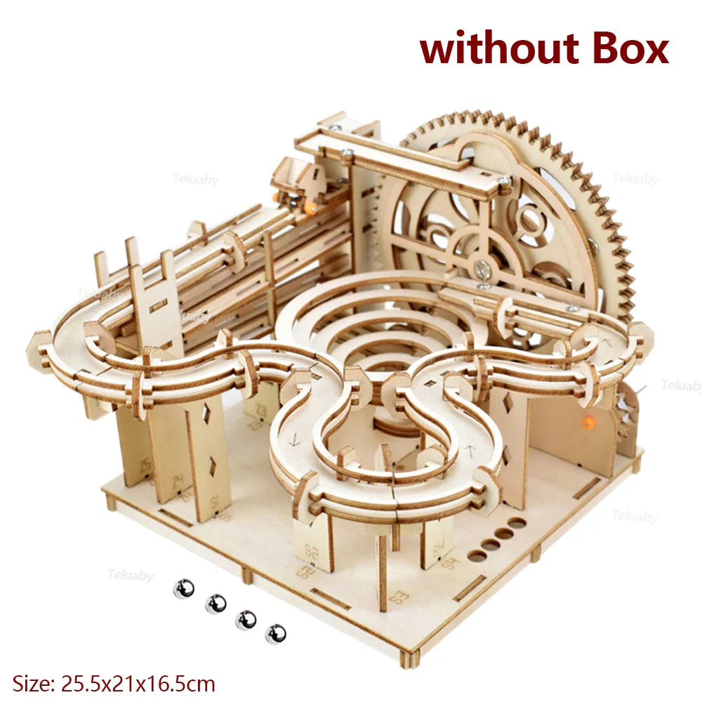 3D Puzzle Wooden Marble Run for Adults DIY Model Kit Assembly Wood Crafts Mechanical Puzzle for Teen Age 14+ Years Old
