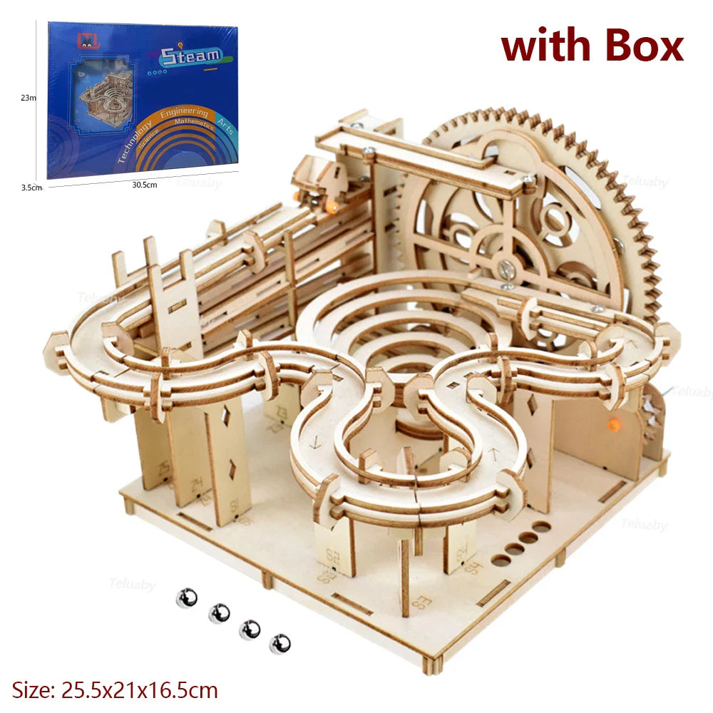 3D Puzzle Wooden Marble Run for Adults DIY Model Kit Assembly Wood Crafts Mechanical Puzzle for Teen Age 14+ Years Old