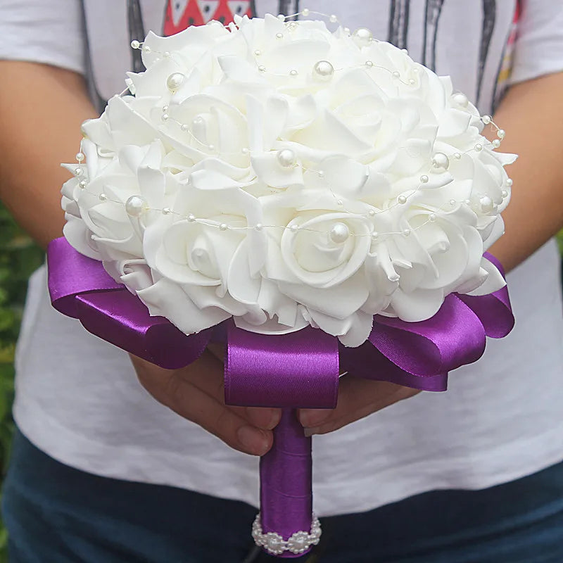 "Exquisite PE Rose Bridesmaid Bouquet - Free Shipping, Budget-friendly, Customizable Design!"