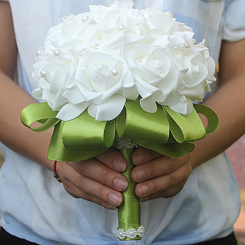 "Exquisite PE Rose Bridesmaid Bouquet - Free Shipping, Budget-friendly, Customizable Design!"