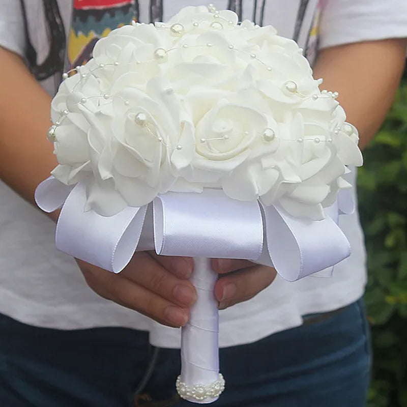 "Exquisite PE Rose Bridesmaid Bouquet - Free Shipping, Budget-friendly, Customizable Design!"