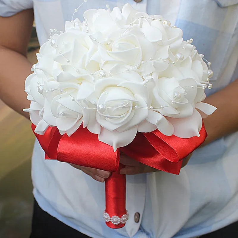 "Exquisite PE Rose Bridesmaid Bouquet - Free Shipping, Budget-friendly, Customizable Design!"