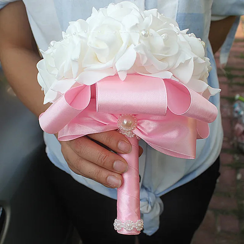 "Exquisite PE Rose Bridesmaid Bouquet - Free Shipping, Budget-friendly, Customizable Design!"