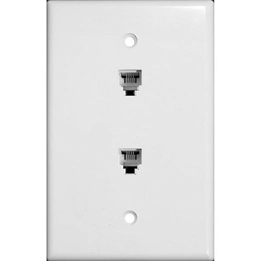 Morris 86021 Double RJ11 6 Conductor Phone Jack Wall Plate, White