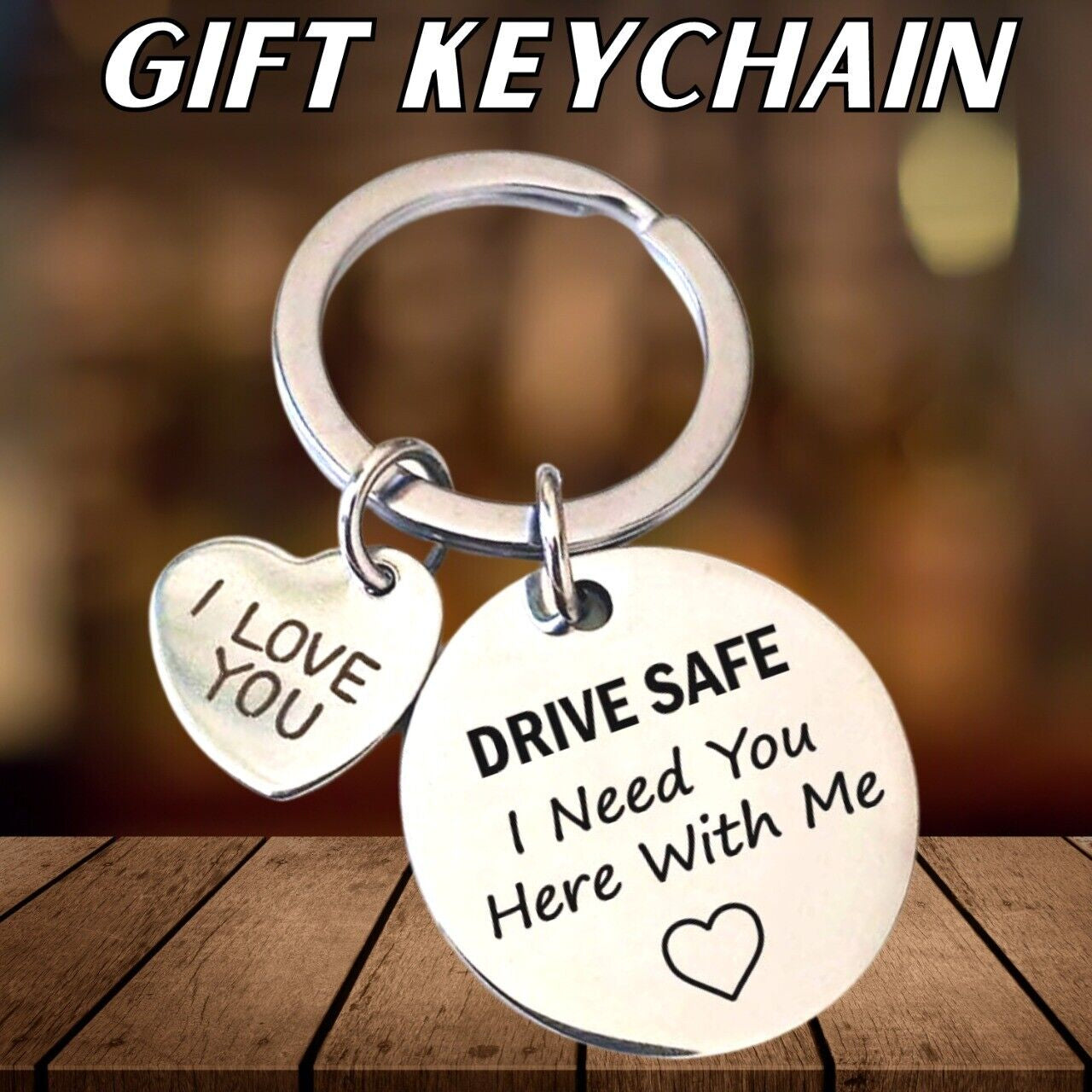 Boyfriend Husband Dad Couples Birthday Gifts Keychain Love Keyring - Drive Safe