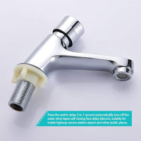 Commercial 2 Handles Bathroom Faucet Water Saving Metering Lavatory Faucet Pillar Tap Chrome Lead-Free