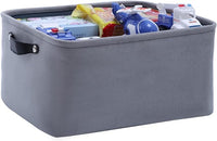 FENQDOOU Large Collapsible Velvet Storage Bins, Storage Baskets with Handle, Storage Box Suitable for Home, Closet, Office, Nursery,Shelf, Toys 15.7x11.8x8.2 inches(Grey)