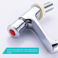 Commercial 2 Handles Bathroom Faucet Water Saving Metering Lavatory Faucet Pillar Tap Chrome Lead-Free