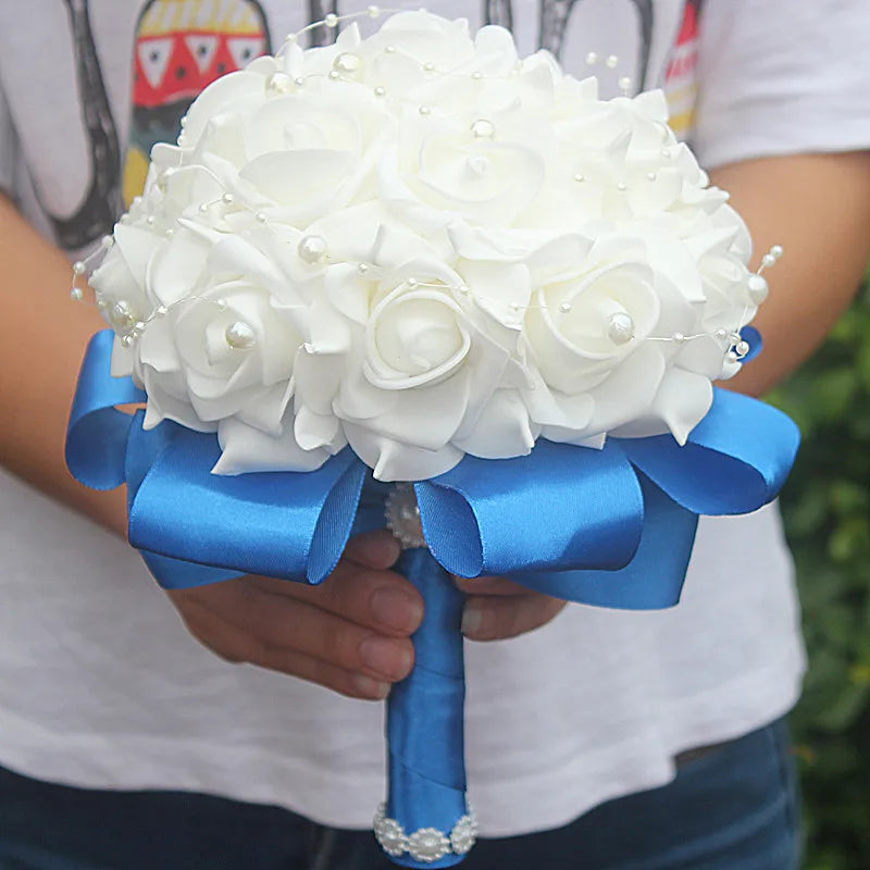 "Exquisite PE Rose Bridesmaid Bouquet - Free Shipping, Budget-friendly, Customizable Design!"