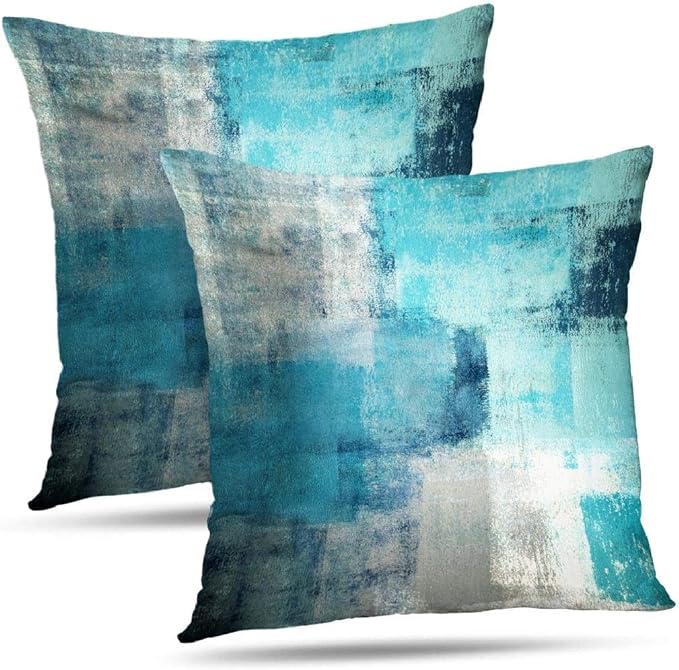 Alricc Lumbar Throw Pillow Covers,Pack of 2 Soft Velvet Decorative Cushion Cover for Sofa Bedroom Car (24X24 inch, Turquoise)