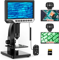 Elikliv EDM11S LCD Digital Microscope with Remote Control - 2000X Biological Microscope for Adults with Digital & Microbial Lens, 7'' IPS Display, 10 LEDs, 12MP Resolution, Windows/Mac OS Compatible