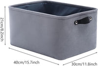 FENQDOOU Large Collapsible Velvet Storage Bins, Storage Baskets with Handle, Storage Box Suitable for Home, Closet, Office, Nursery,Shelf, Toys 15.7x11.8x8.2 inches(Grey)