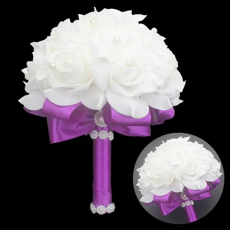 "Exquisite PE Rose Bridesmaid Bouquet - Free Shipping, Budget-friendly, Customizable Design!"