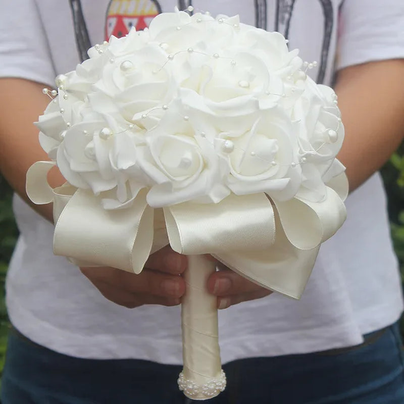 "Exquisite PE Rose Bridesmaid Bouquet - Free Shipping, Budget-friendly, Customizable Design!"