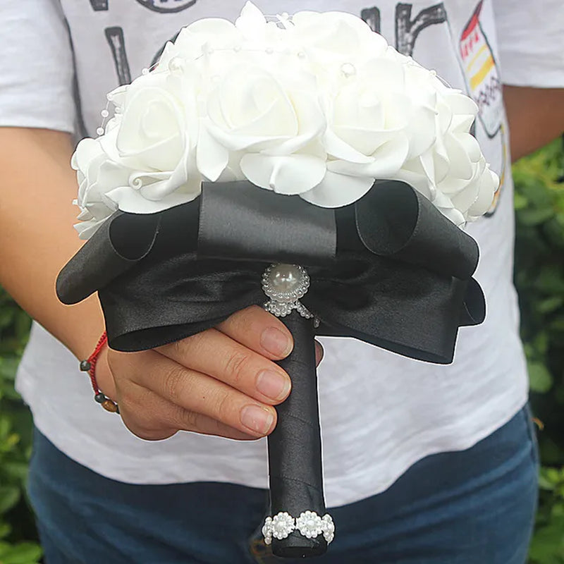 "Exquisite PE Rose Bridesmaid Bouquet - Free Shipping, Budget-friendly, Customizable Design!"