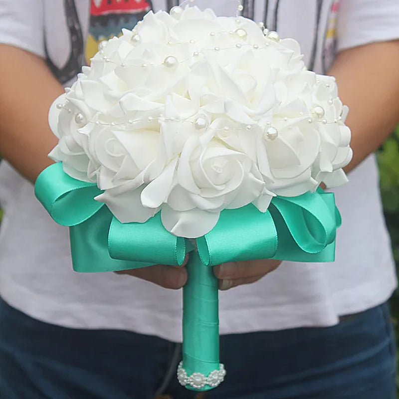 "Exquisite PE Rose Bridesmaid Bouquet - Free Shipping, Budget-friendly, Customizable Design!"