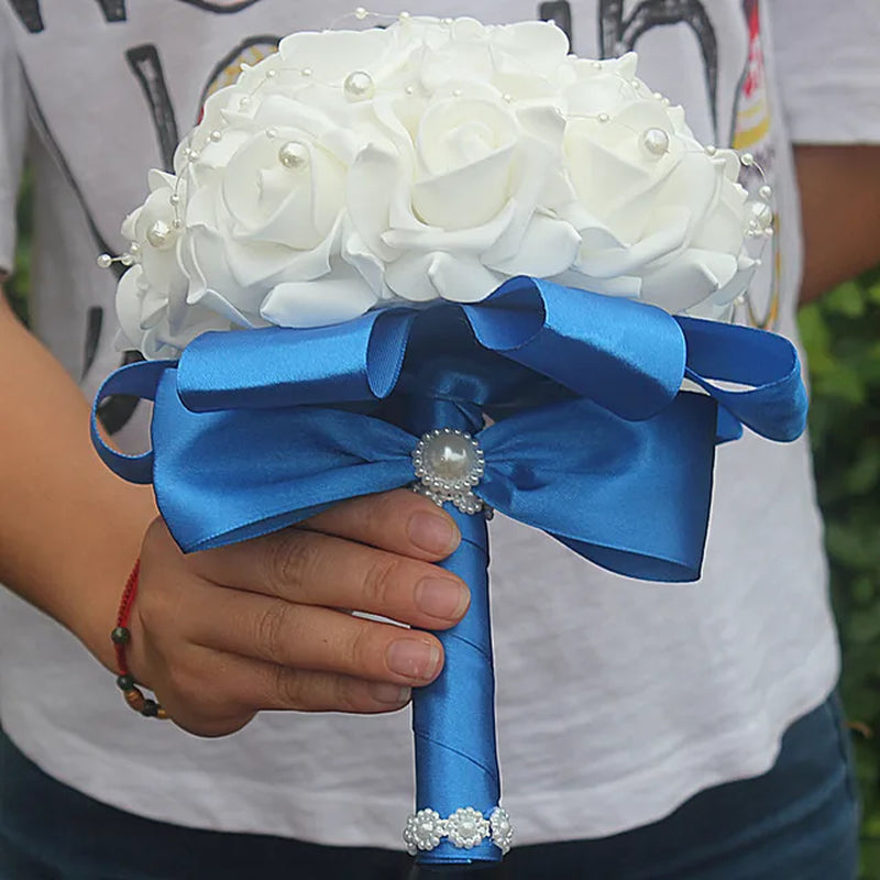 "Exquisite PE Rose Bridesmaid Bouquet - Free Shipping, Budget-friendly, Customizable Design!"